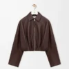 Draped jacket in nappa lambskin Chocolate Brown