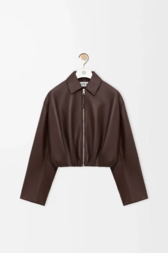 Draped jacket in nappa lambskin Chocolate Brown