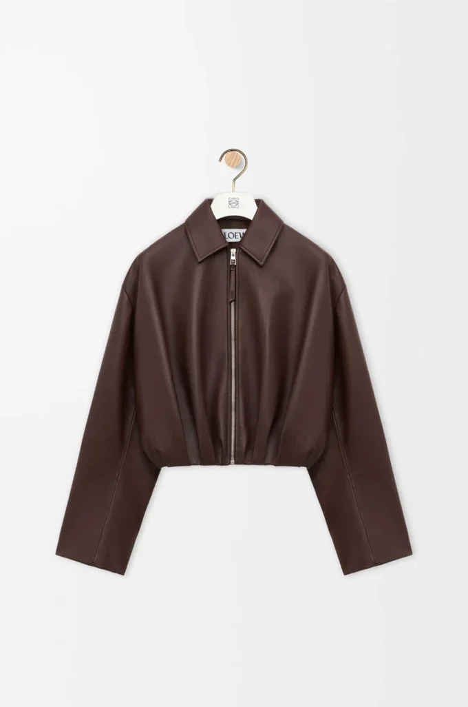 Draped jacket in nappa lambskin Chocolate Brown