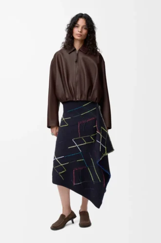 Draped jacket in nappa lambskin Chocolate Brown