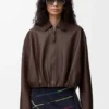 Draped jacket in nappa lambskin Chocolate Brown