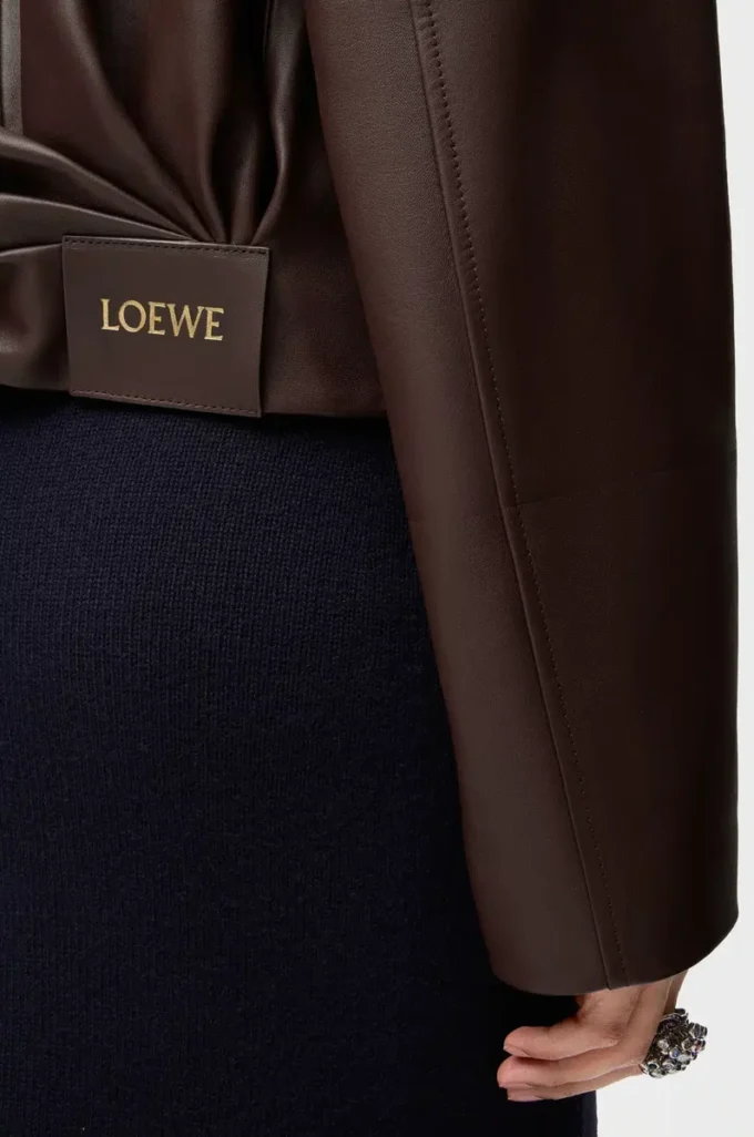 Draped jacket in nappa lambskin Chocolate Brown