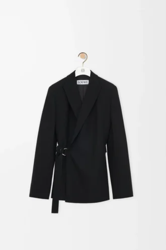 Draped jacket in wool Black