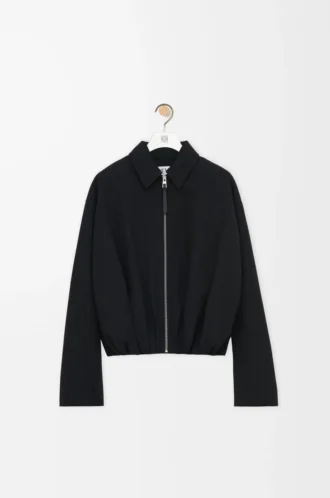 Draped jacket in wool Black