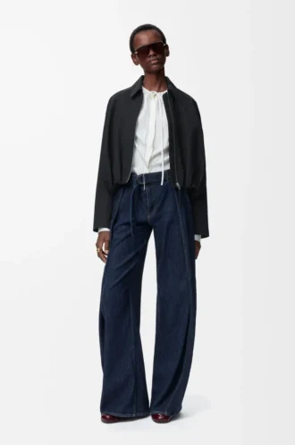 Draped jacket in wool Black