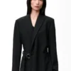 Draped jacket in wool Black Draped jacket in wool Black
