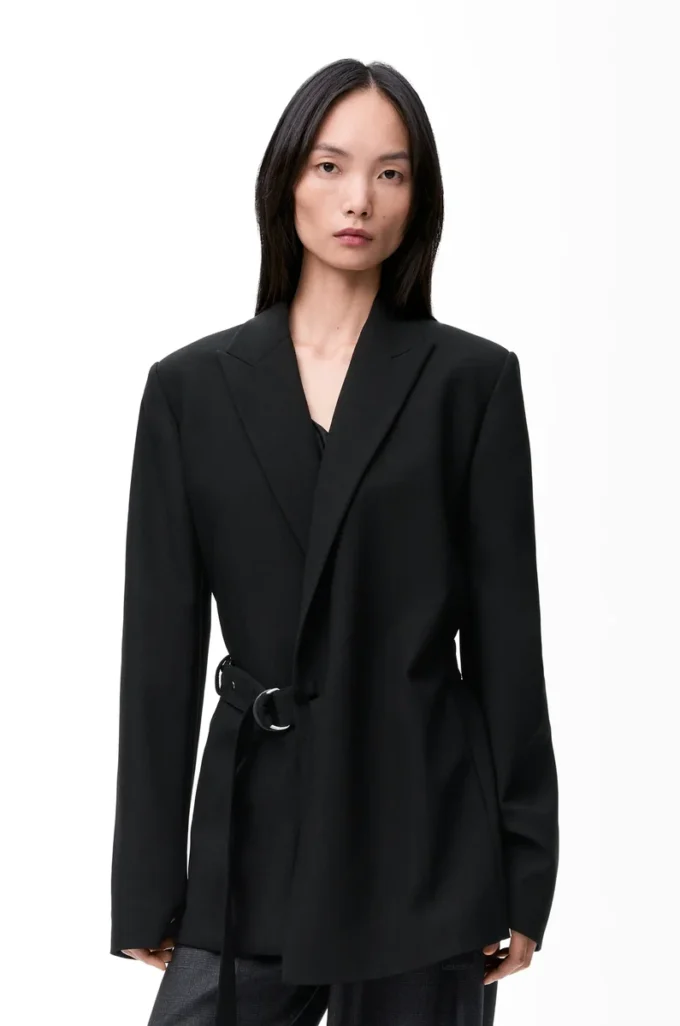 Draped jacket in wool Black Draped jacket in wool Black