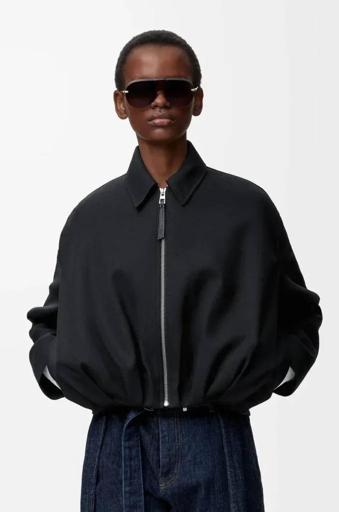 Draped jacket in wool Black Draped jacket in wool Black