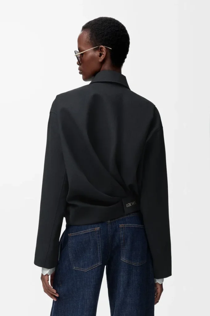 Draped jacket in wool Black Draped jacket in wool Black