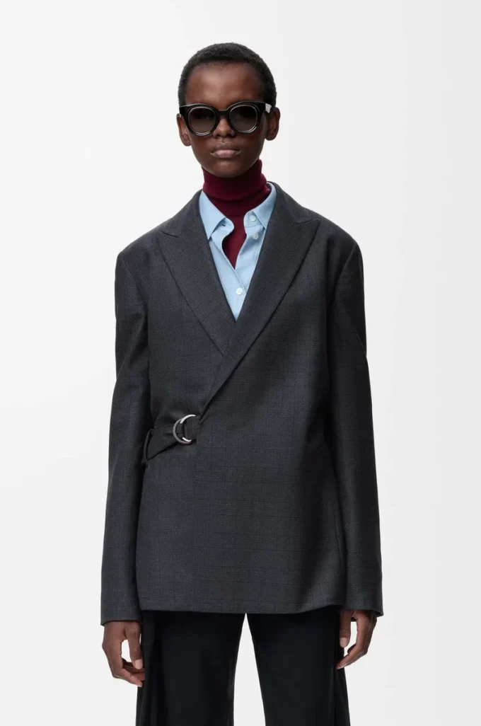 Draped jacket in wool Dark Grey Draped jacket in wool Dark Grey