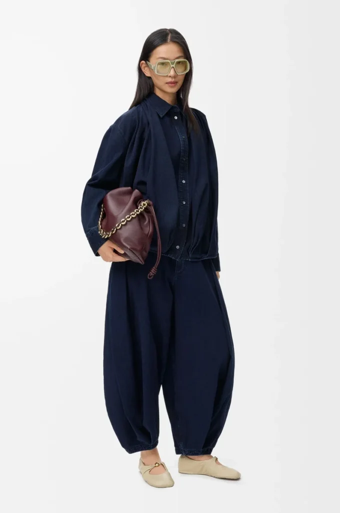 Draped shirt in denim Dark Indigo