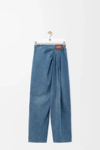 Draped jeans in denim Indigo Blue