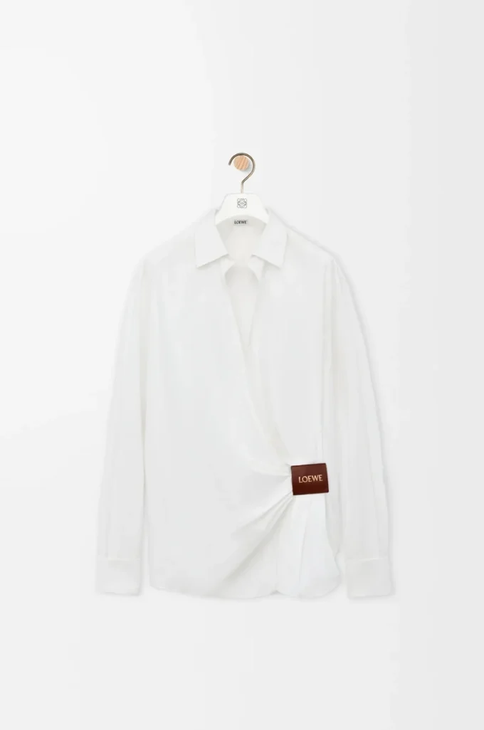 Draped shirt in cotton White