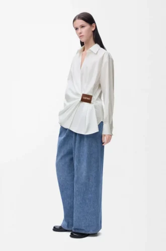 Draped shirt in cotton White