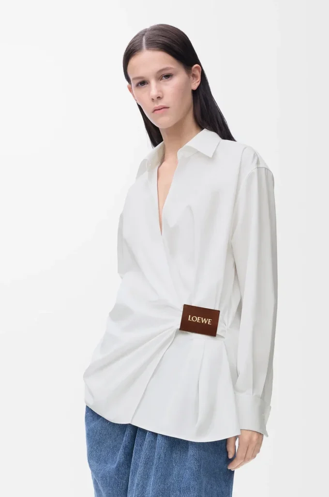 Draped shirt in cotton White