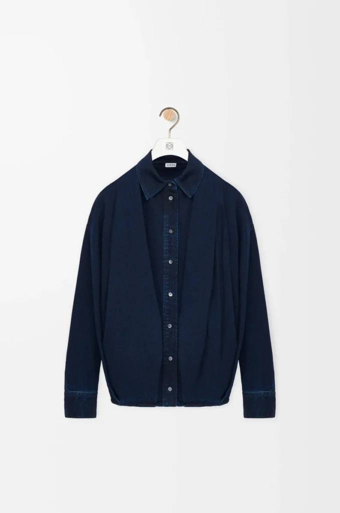 Draped shirt in denim Dark Indigo