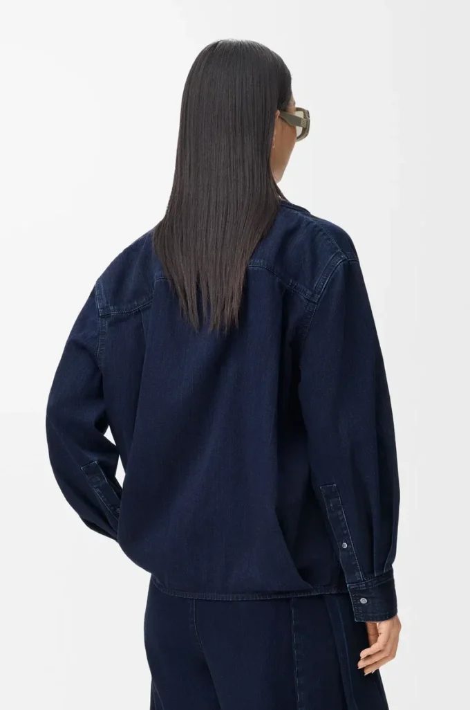 Draped shirt in denim Dark Indigo