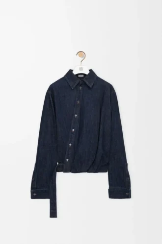 Draped shirt in denim Indigo Blue