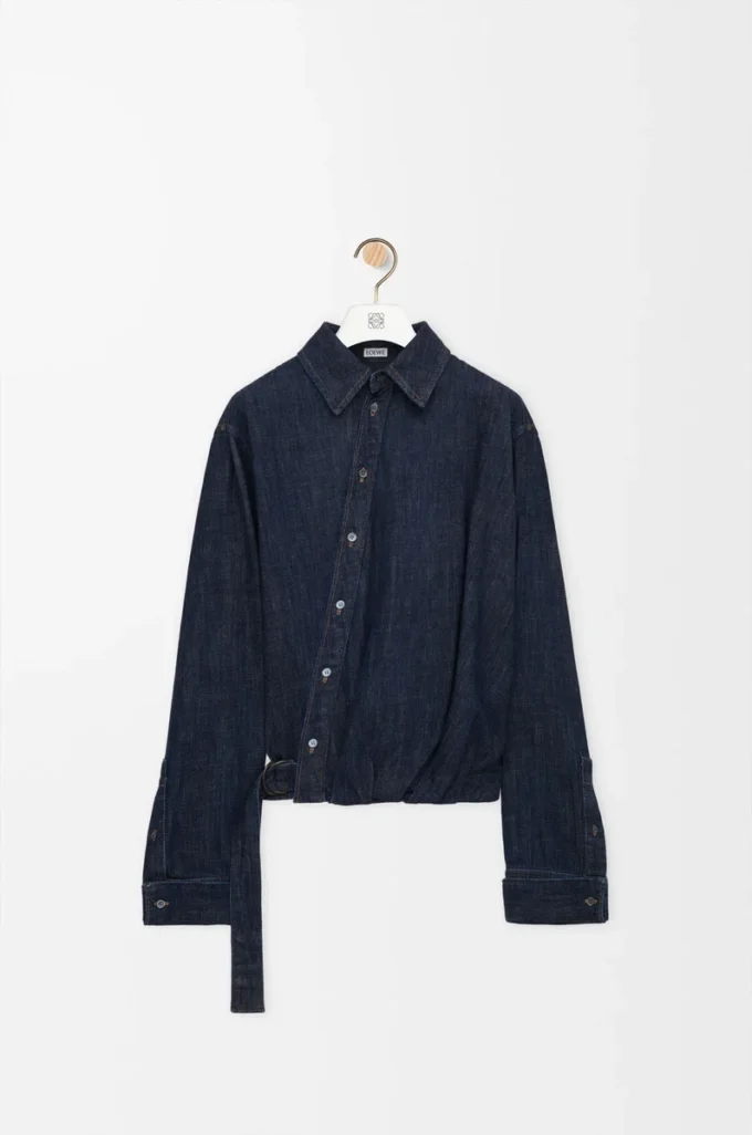 Draped shirt in denim Indigo Blue Draped shirt in denim Indigo Blue