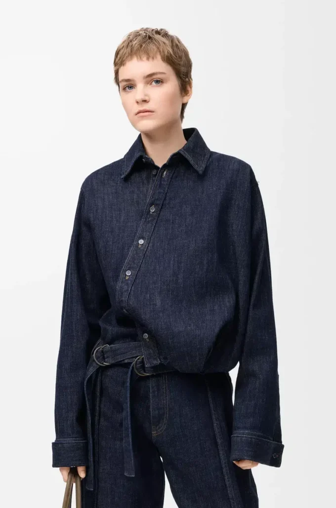 Draped shirt in denim Indigo Blue Draped shirt in denim Indigo Blue