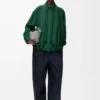 Draped shirt in silk Dark Green Draped shirt in silk Dark Green