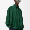 Draped shirt in silk Dark Green Draped shirt in silk Dark Green