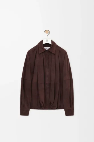 Draped shirt in suede goatskin Brown