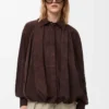 Draped shirt in suede goatskin Brown Draped shirt in suede goatskin Brown