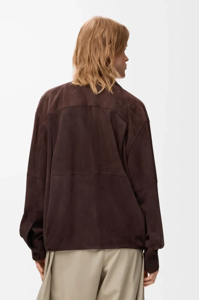 Draped shirt in suede goatskin Brown Draped shirt in suede goatskin Brown