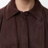 Draped shirt in suede goatskin Brown Draped shirt in suede goatskin Brown