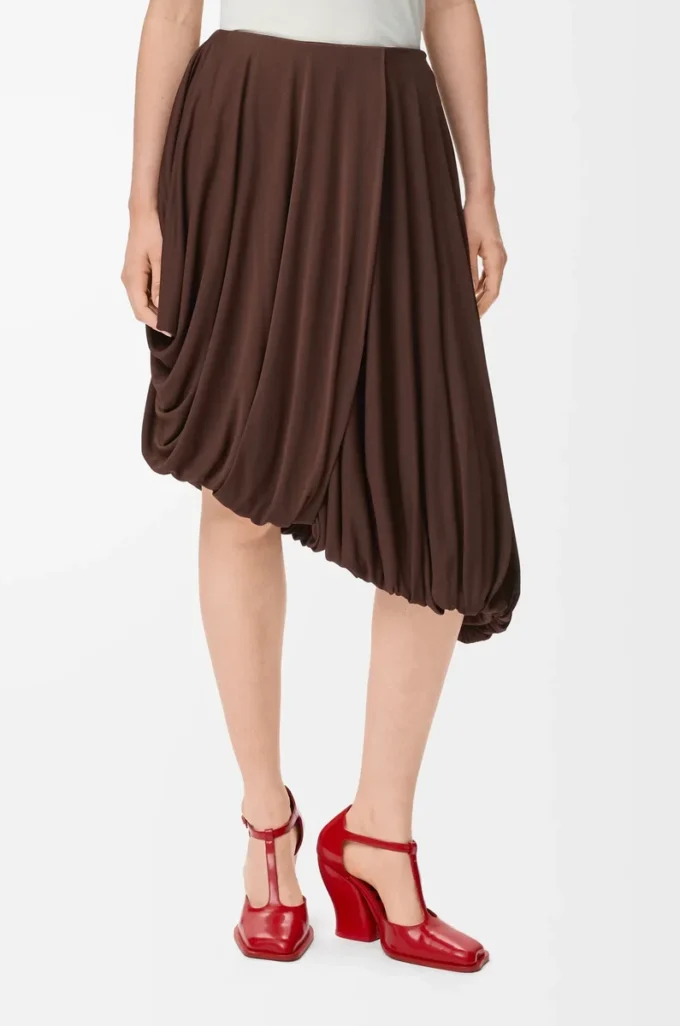 Draped skirt in viscose Coffee Draped skirt in viscose Coffee