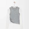 Draped sweater in cashmere Grey/White