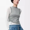 Draped sweater in cashmere Grey/White