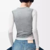 Draped sweater in cashmere Grey/White