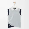 Draped top in cashmere White/Navy Blue