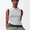 Draped top in cashmere White/Navy Blue