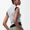 Draped top in cashmere White/Navy Blue