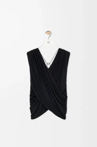 Draped top in silk Black