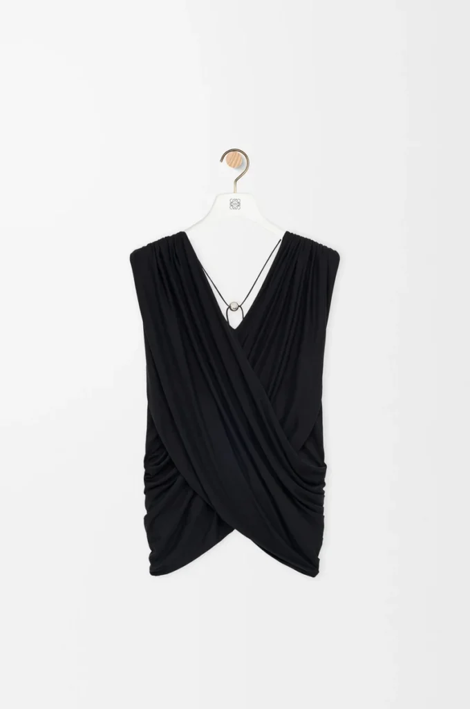 Draped top in silk Black Draped top in silk Black