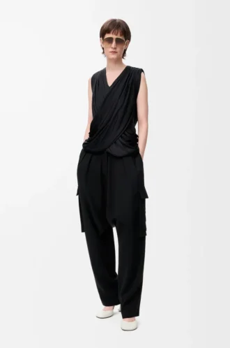 Draped top in silk Black
