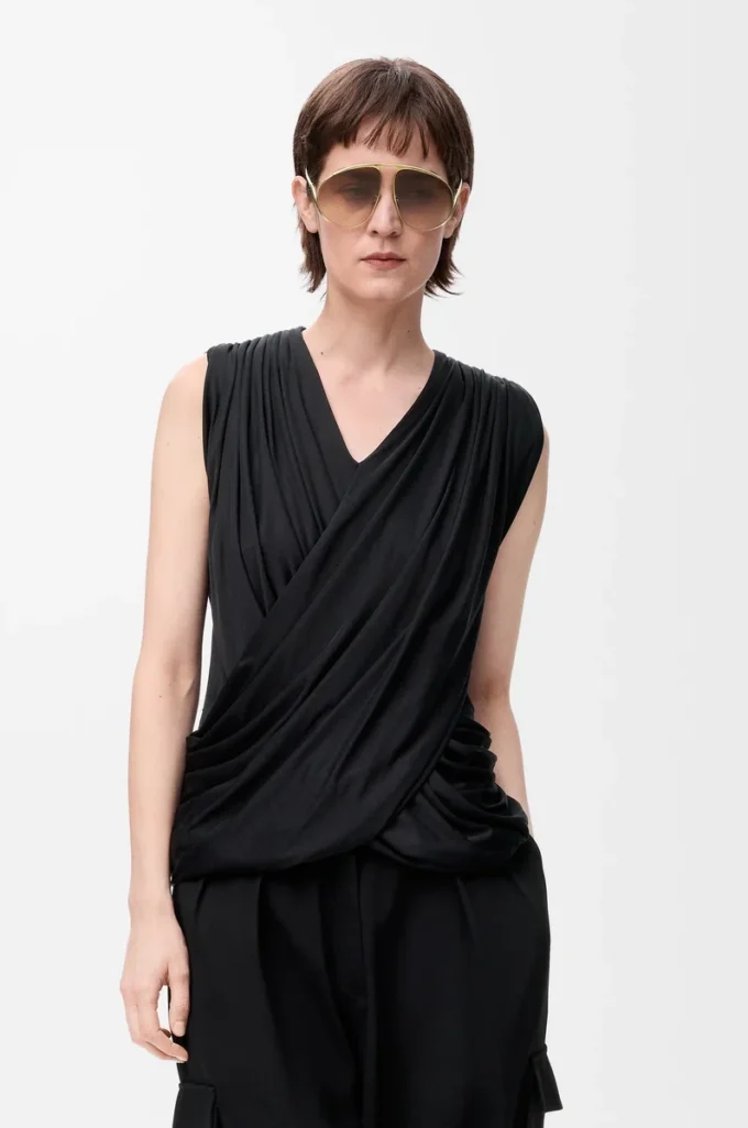 Draped top in silk Black Draped top in silk Black