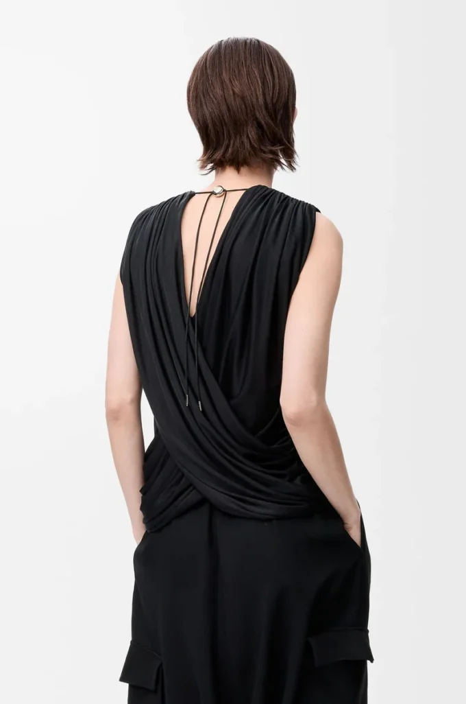Draped top in silk Black Draped top in silk Black
