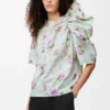Draped top in silk blend taffeta Light Blue/Multicolor Draped top in silk blend taffeta Light Blue/Multicolor
