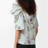 Draped top in silk blend taffeta Light Blue/Multicolor Draped top in silk blend taffeta Light Blue/Multicolor