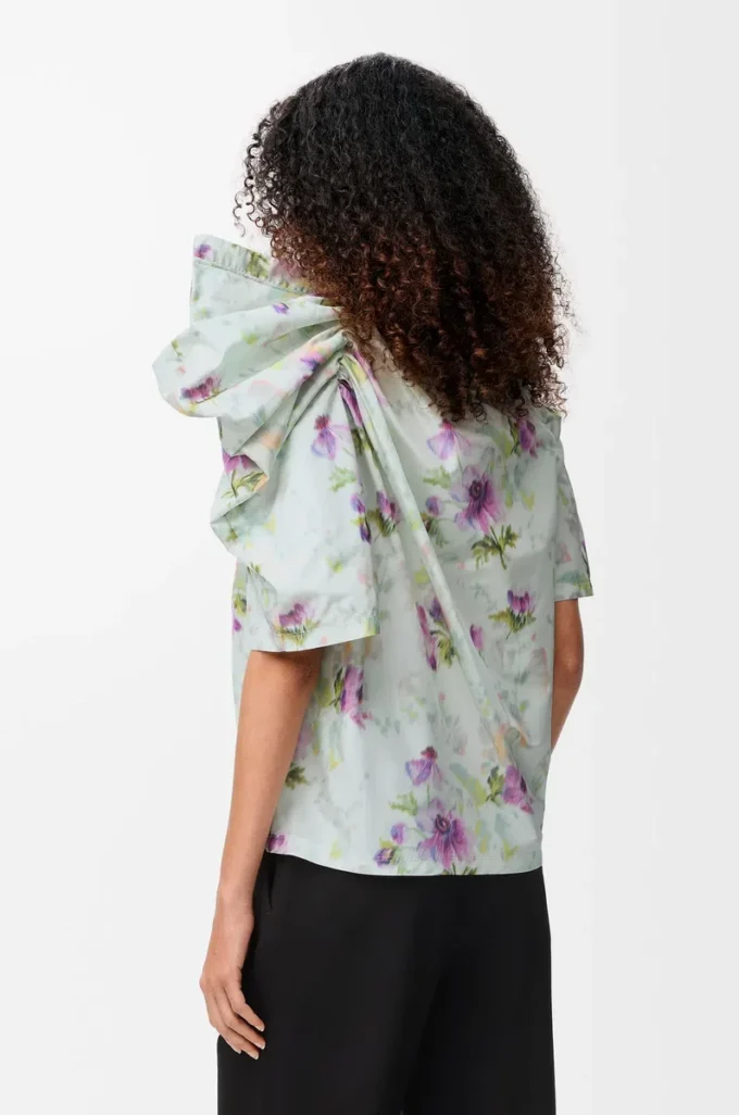Draped top in silk blend taffeta Light Blue/Multicolor Draped top in silk blend taffeta Light Blue/Multicolor