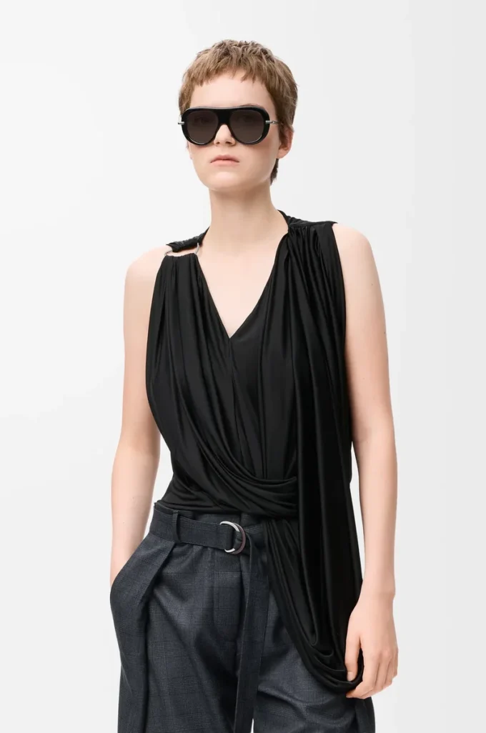 Draped top in viscose Black Draped top in viscose Black