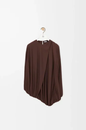Draped top in viscose Coffee