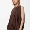 Draped top in viscose Coffee Draped top in viscose Coffee