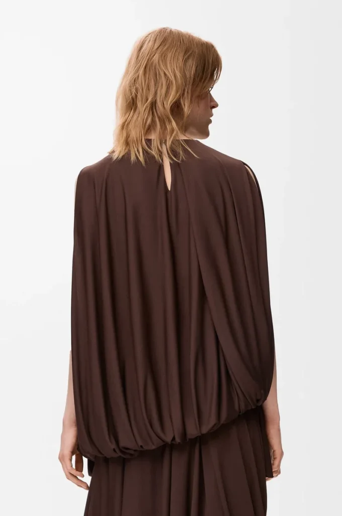 Draped top in viscose Coffee Draped top in viscose Coffee