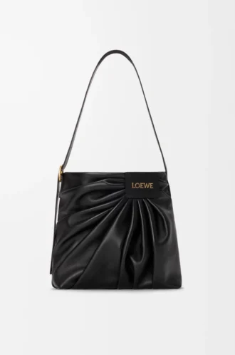 Draped tote in mellow nappa lambskin Black